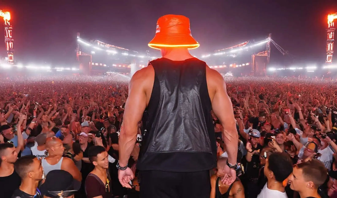 orange LED bucket hat halloween edm festival