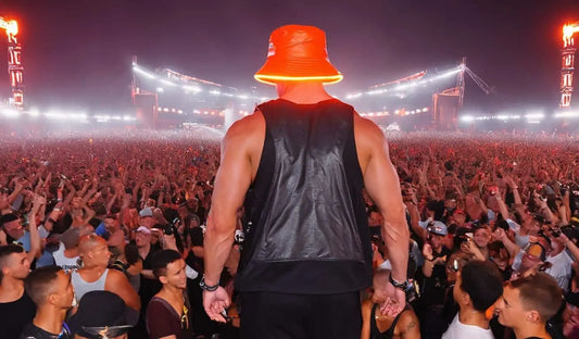 orange LED bucket hat halloween edm festival