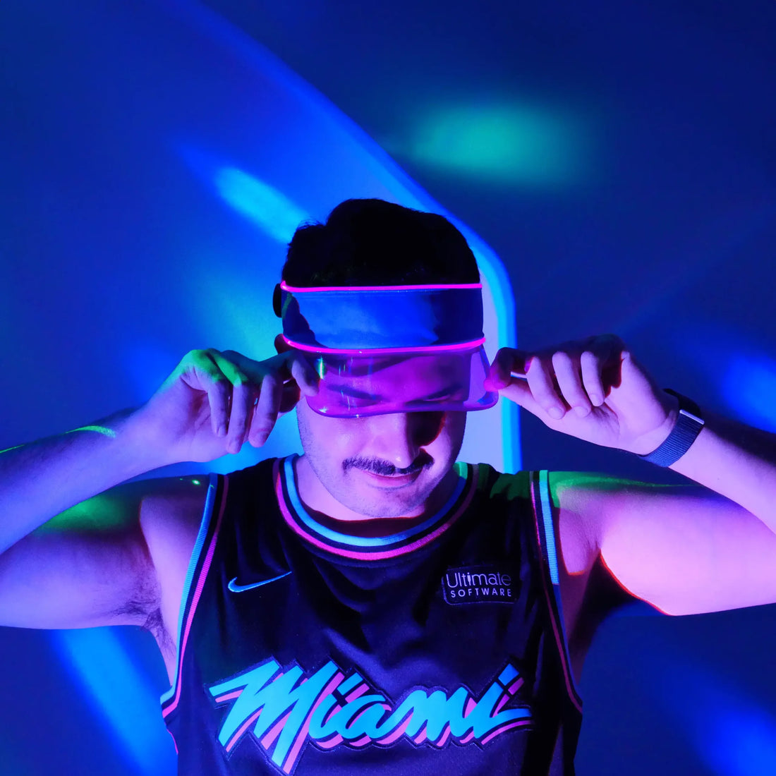 festival outfit accessories image purple led visor