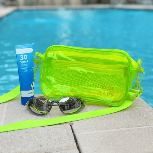 neon yellow clear crossbody bag