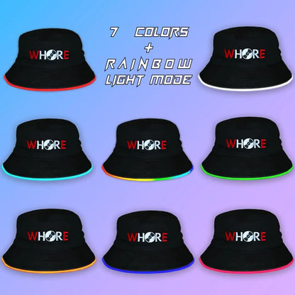 Whore 7 Color Reversible LED Bucket Hat - Multicolor LED Rave Bucket Hat image 1