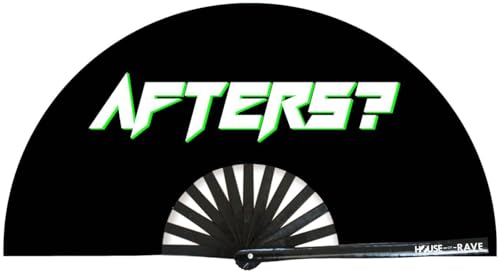 Funny Rave Fan Large Folding Hand Fan UV Glow Festival Fan Rave Accessory for Men & Women - Real Wooden Fan