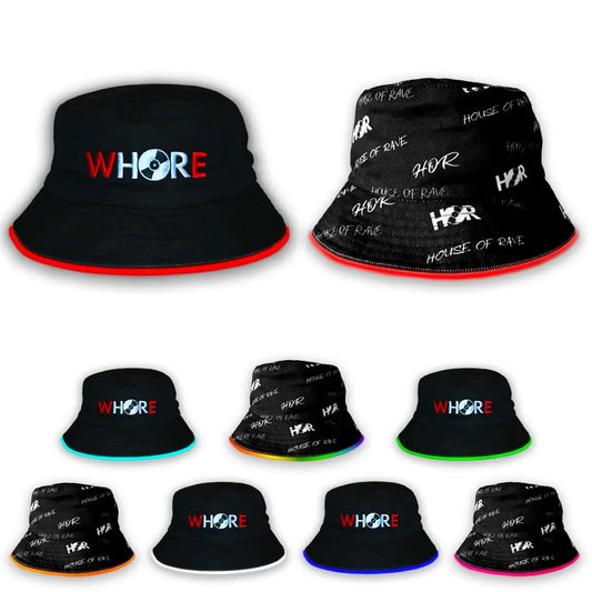 Whore 7 Color Reversible LED Bucket Hat - Multicolor LED Rave Bucket Hat image 0