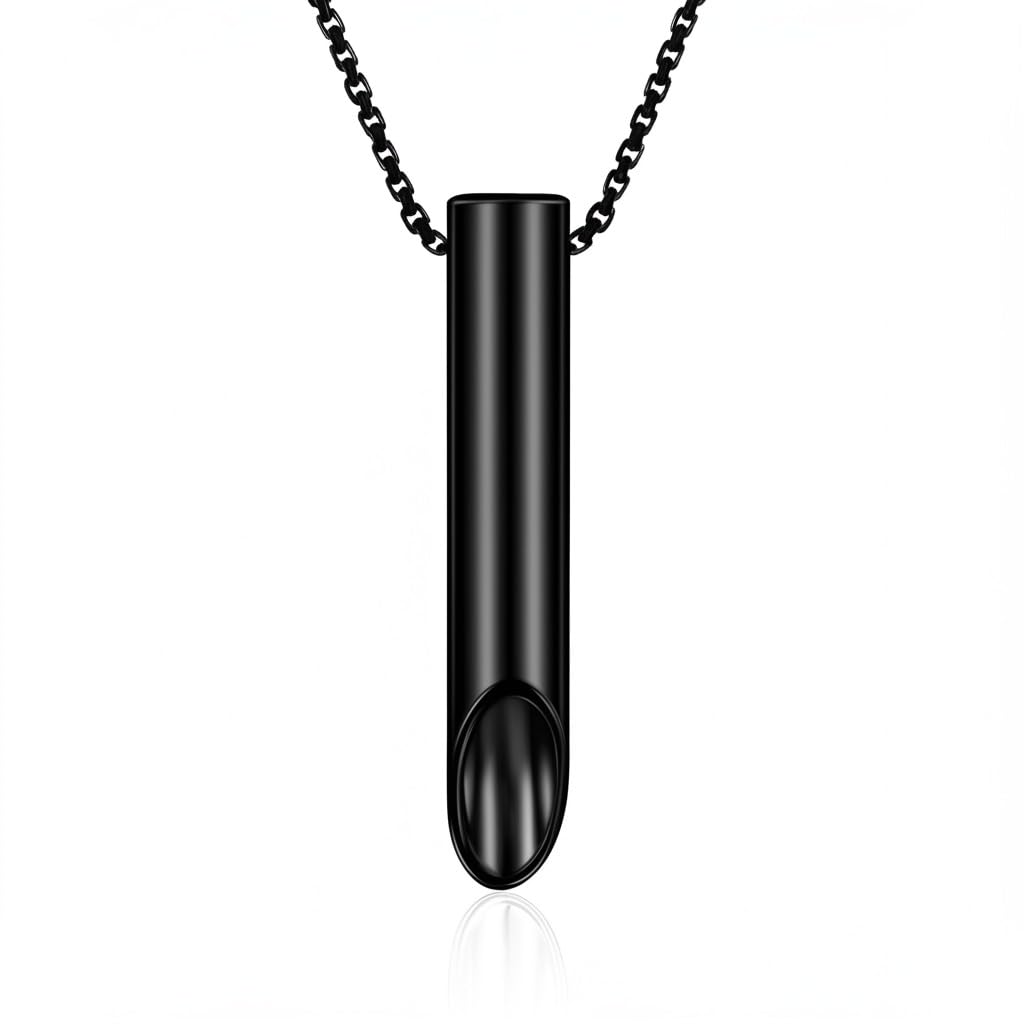 House Of Rave Meditation Whistle Bullet Scoop Necklace - Black - Main Image