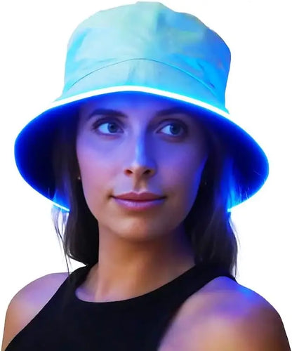 Reversible Faux Leather LED Bucket Hats