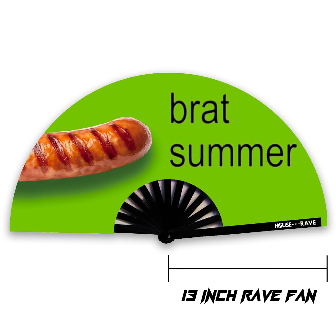 Funny Rave Fan Large Folding Hand Fan UV Glow Festival Fan Rave Accessory for Men & Women - Real Wooden Fan - Additional Image