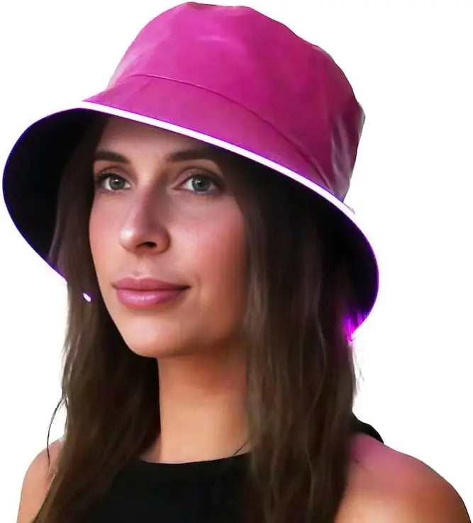 Reversible Faux Leather LED Bucket Hats
