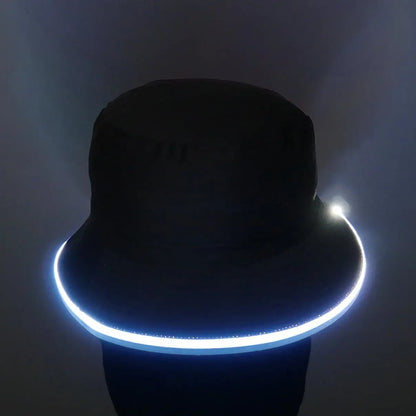 Reversible Faux Leather LED Bucket Hats
