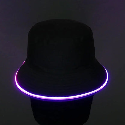 Reversible Faux Leather LED Bucket Hats