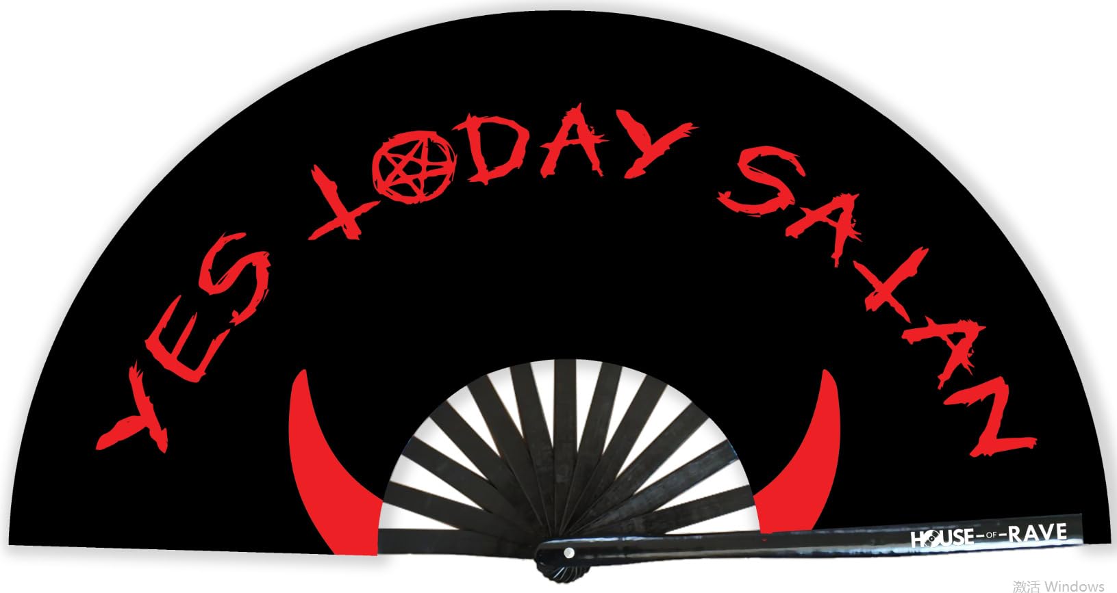 Funny Rave Fan Large Folding Hand Fan UV Glow Festival Fan Rave Accessory for Men & Women - Real Wooden Fan - undefined