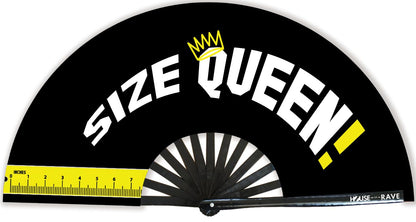 Funny Rave Fan Large Folding Hand Fan UV Glow Festival Fan Rave Accessory for Men & Women - Real Wooden Fan - Size Queen