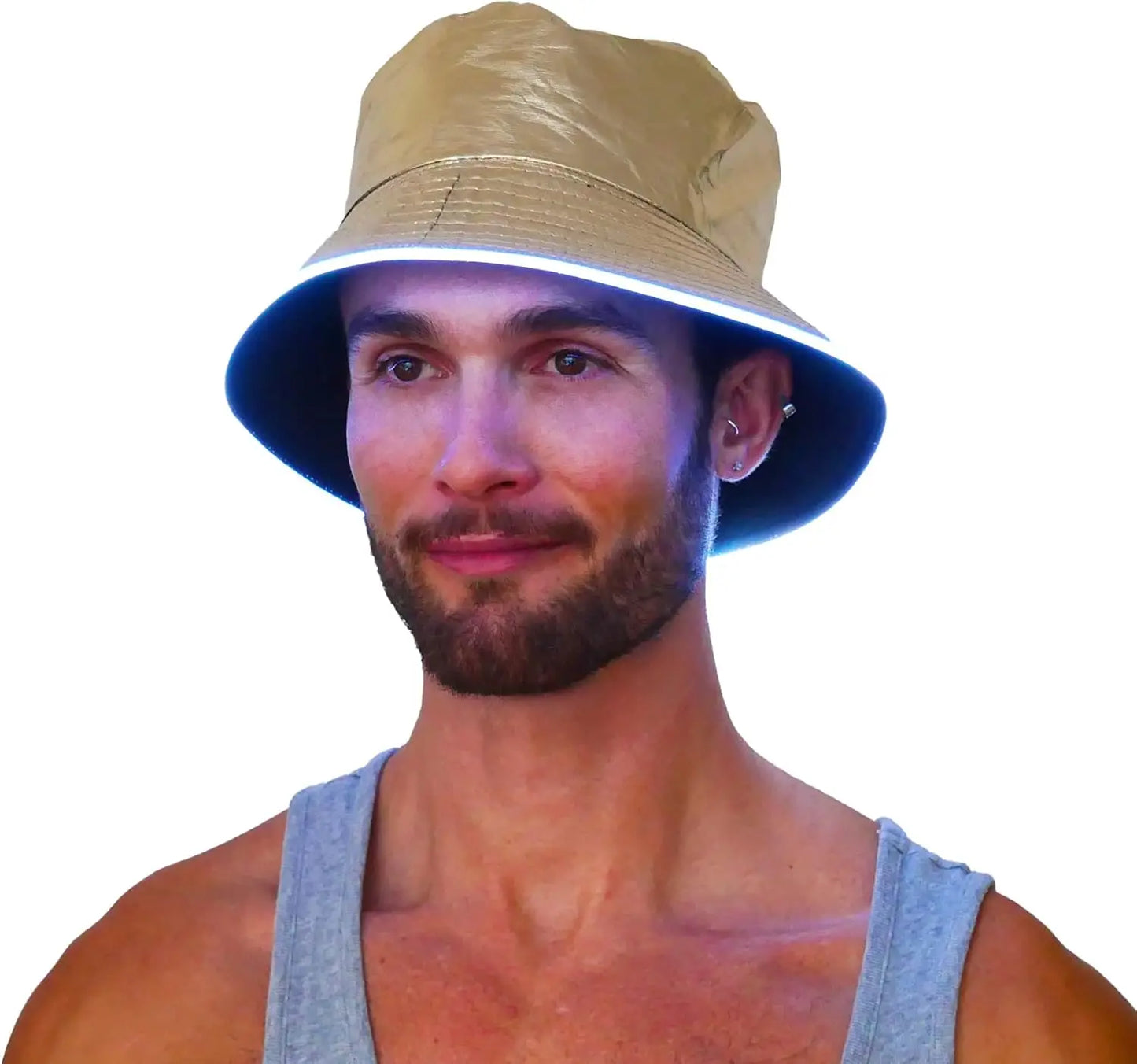 Reversible Faux Leather LED Bucket Hats