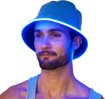 Reversible Faux Leather LED Bucket Hats