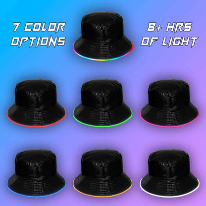 Reversible Faux Leather LED Bucket Hat
