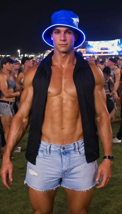 Reversible Faux Leather LED Bucket Hats