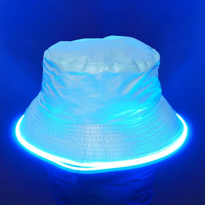 Reversible Faux Leather LED Bucket Hats