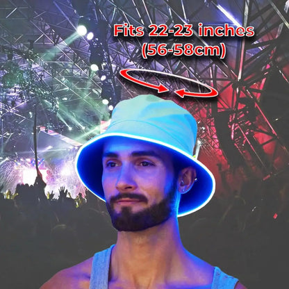 Reversible Faux Leather LED Bucket Hats