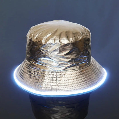 Reversible Faux Leather LED Bucket Hats