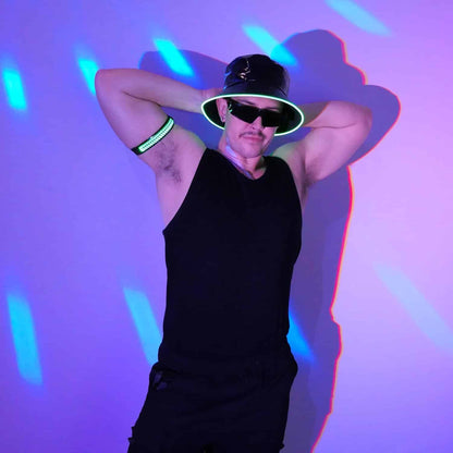 Reversible Faux Leather LED Bucket Hat