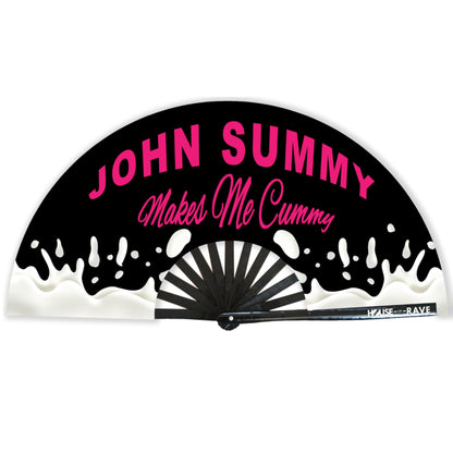 Funny Rave Fan Large Folding Hand Fan UV Glow Festival Fan Rave Accessory for Men & Women - Real Wooden Fan - Summy Cu**y