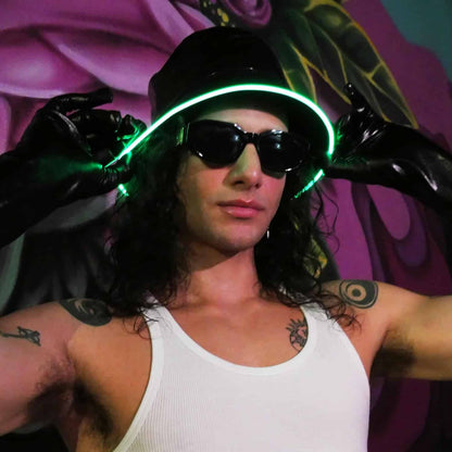 Reversible Faux Leather LED Bucket Hat