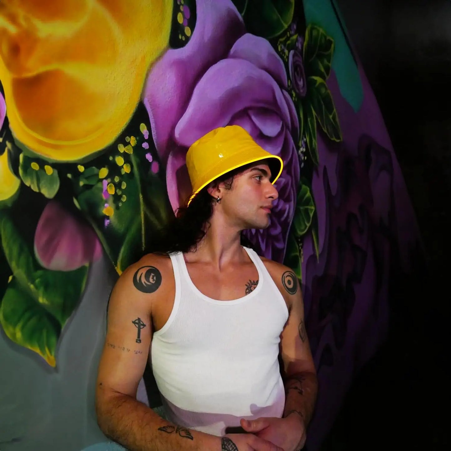 Reversible Faux Leather LED Bucket Hats