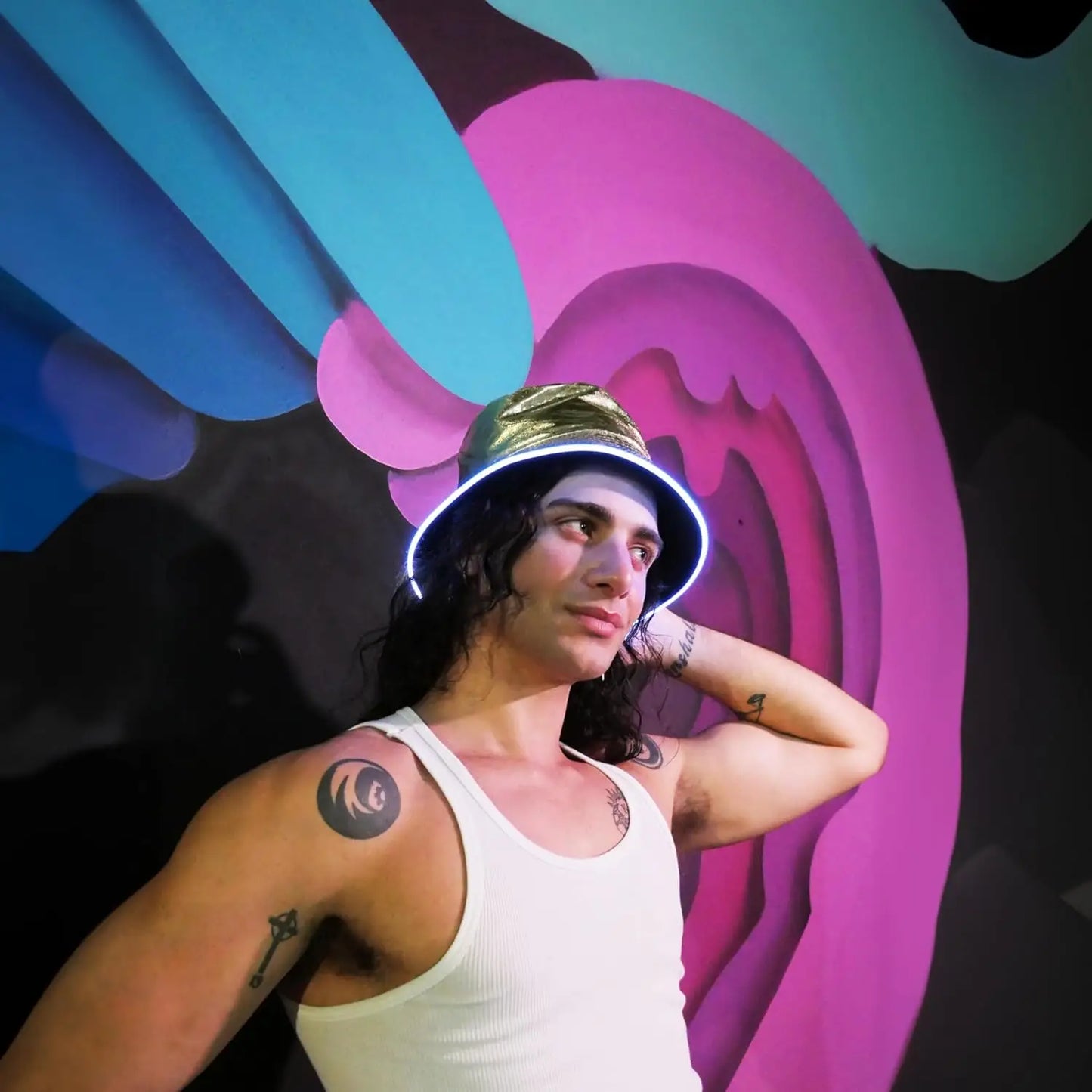 Reversible Faux Leather LED Bucket Hats