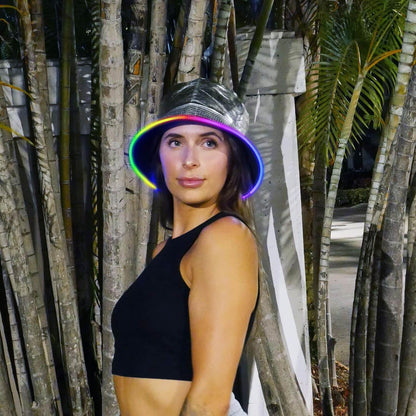 Reversible Faux Leather LED Bucket Hat