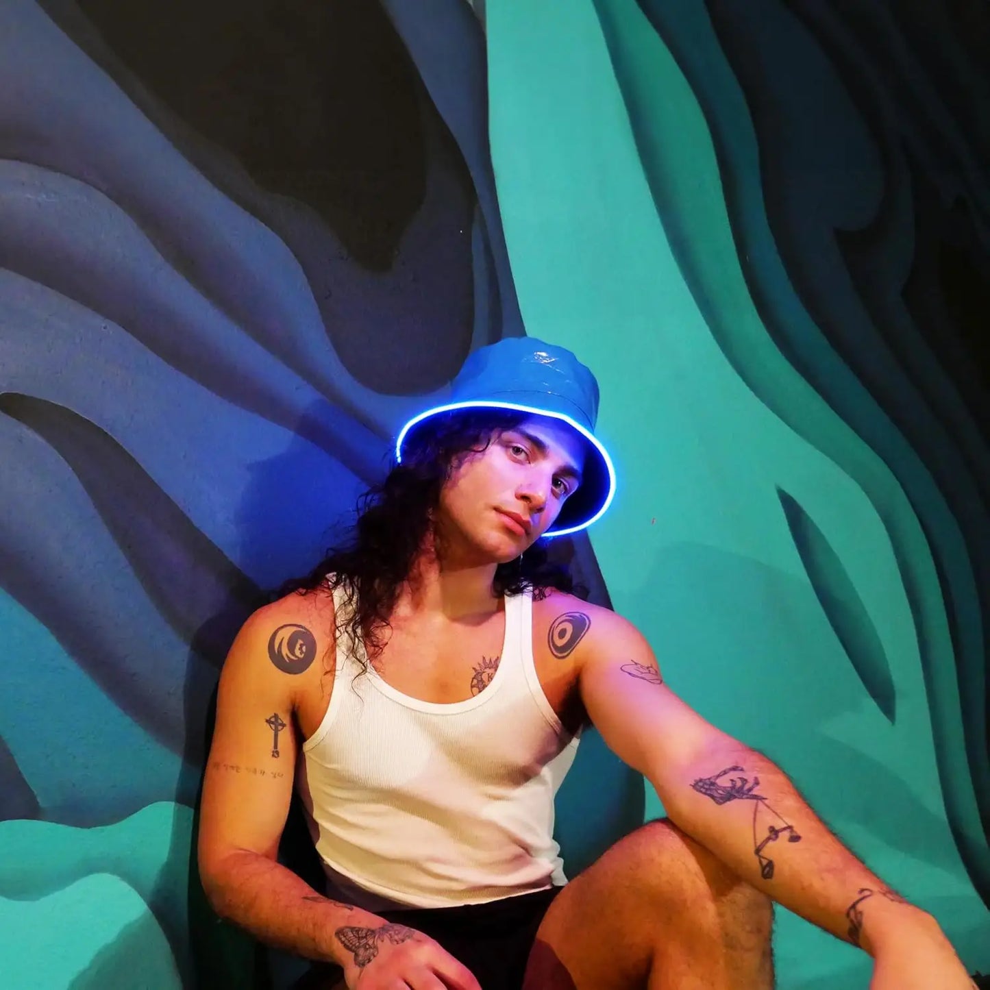Reversible Faux Leather LED Bucket Hats