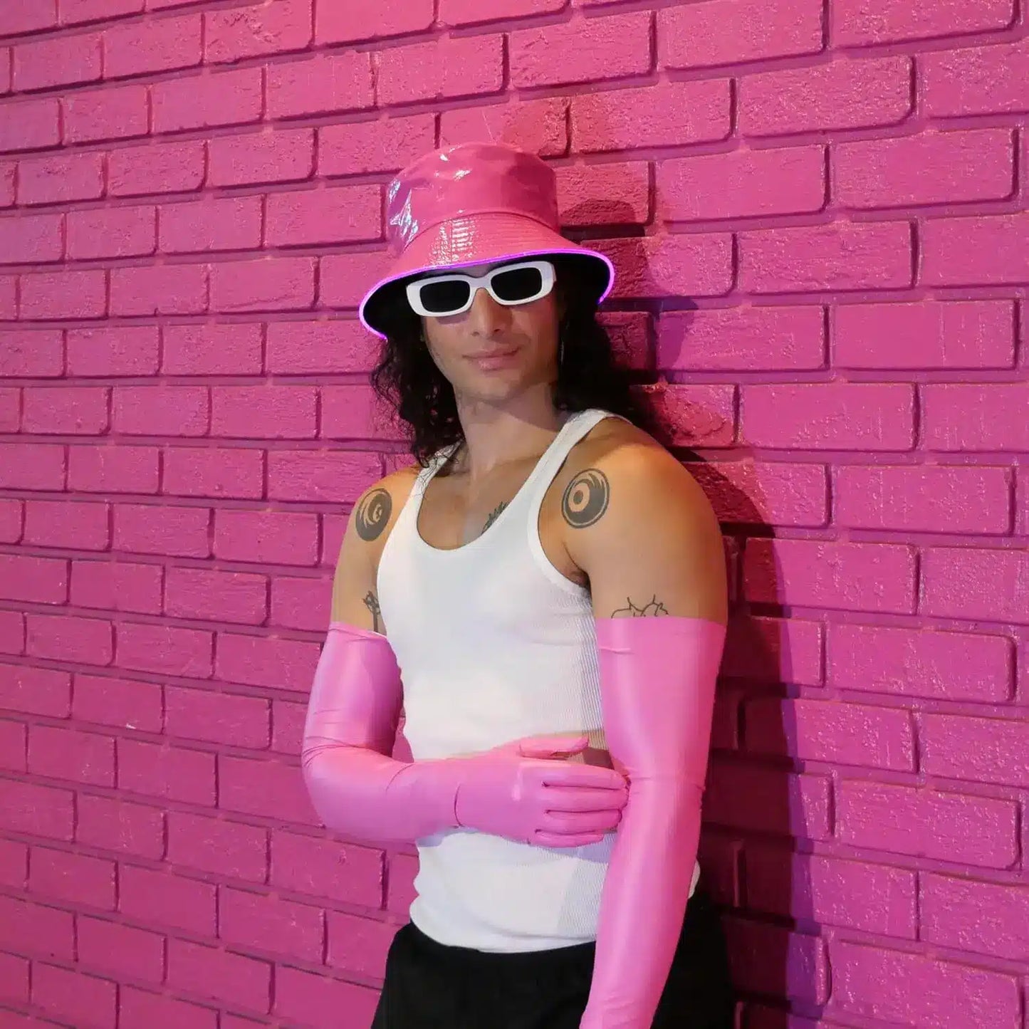 Reversible Faux Leather LED Bucket Hats