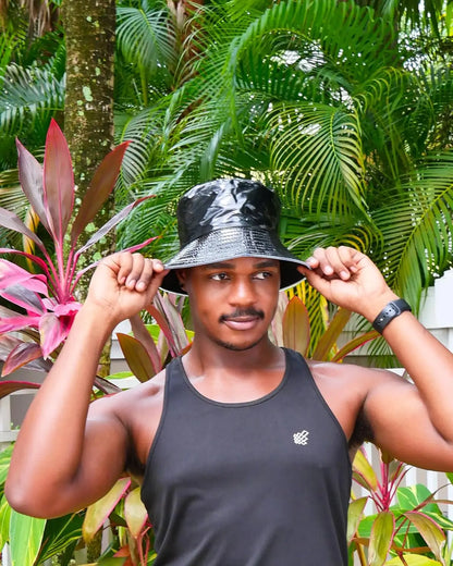 Reversible Faux Leather LED Bucket Hats