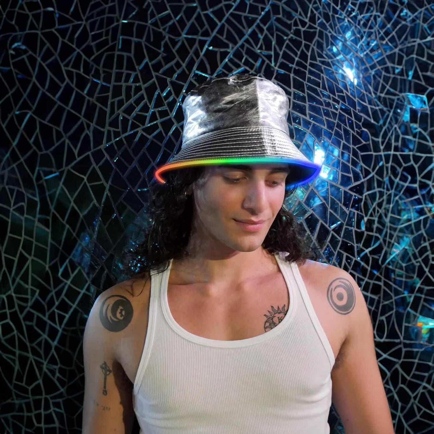 Reversible Faux Leather LED Bucket Hat