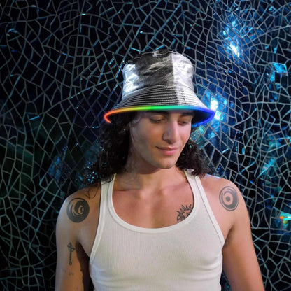 Reversible Faux Leather LED Bucket Hat