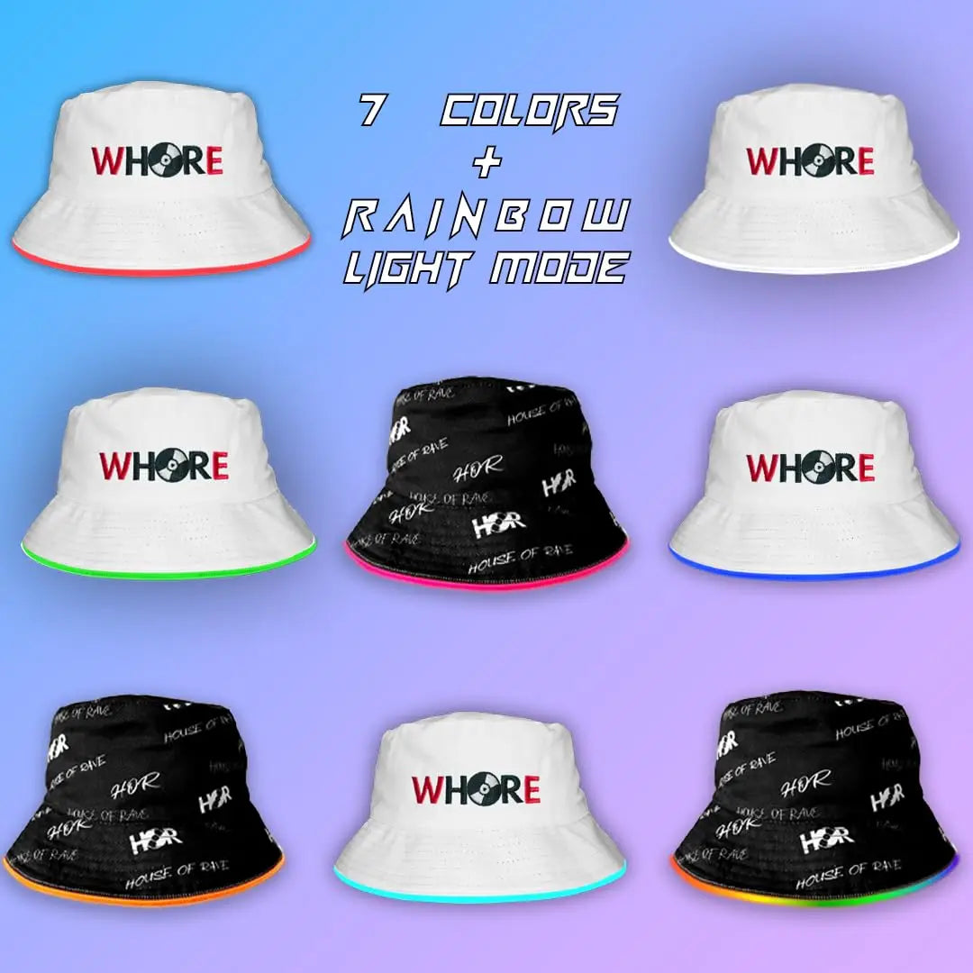 Whore 7 Color Reversible LED Bucket Hat - Multicolor LED Rave Bucket Hat image 8