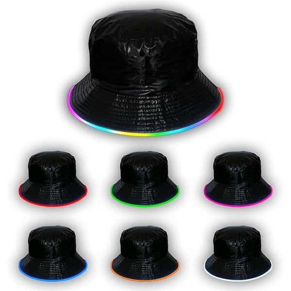 7 Colors Reversible Faux Leather LED Bucket Hat image 0