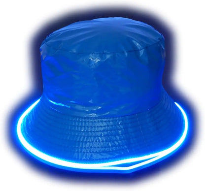 Reversible Faux Leather LED Bucket Hats - Blue image
