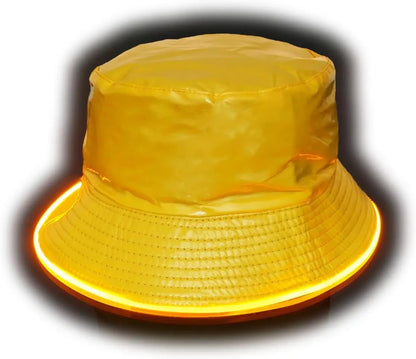 Reversible Faux Leather LED Bucket Hats - Yellow image